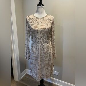 NWT Adrianna Papell Beaded Long Sleeve Dress size 10